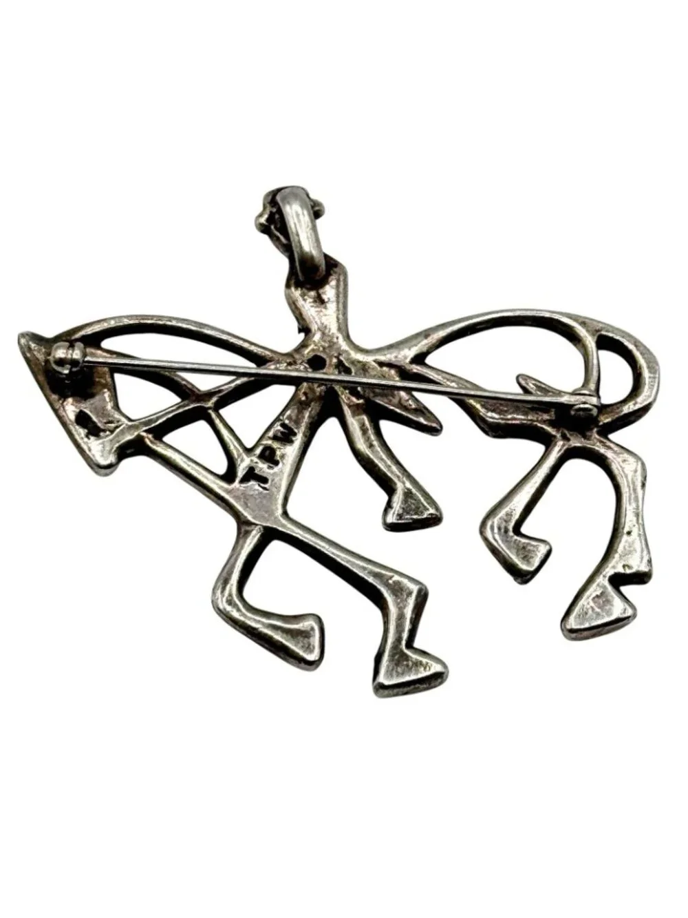 Horse Brooch Pendant Sterling Dressage Rider Equestrian Large 2.25" Signed TPW - Picture 7 of 16